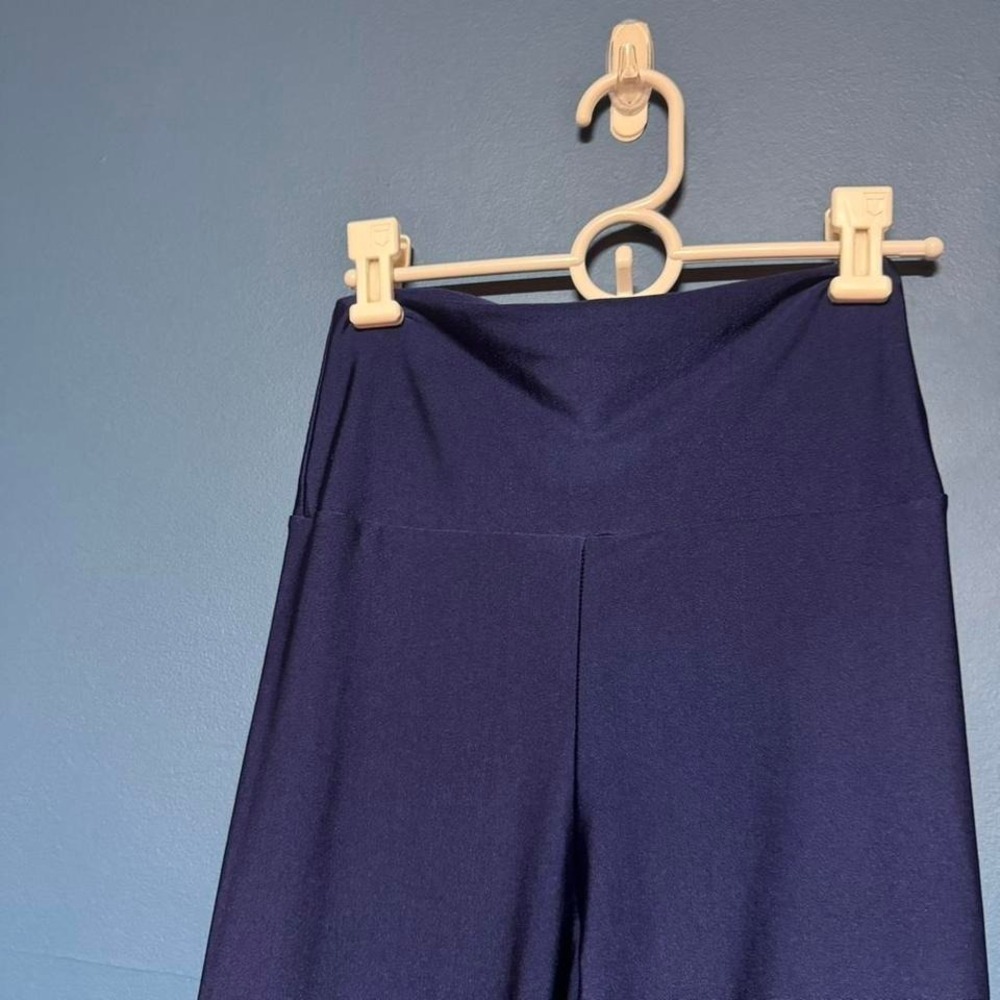 Y2K American Apparel Shiny Leggings Women's Size Large Navy Blue High Rise - Picture 2 of 8